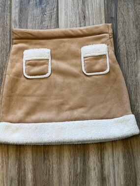 Gymboree Camel Faux Suede Mini Skirt with Cream Sherpa Trim
